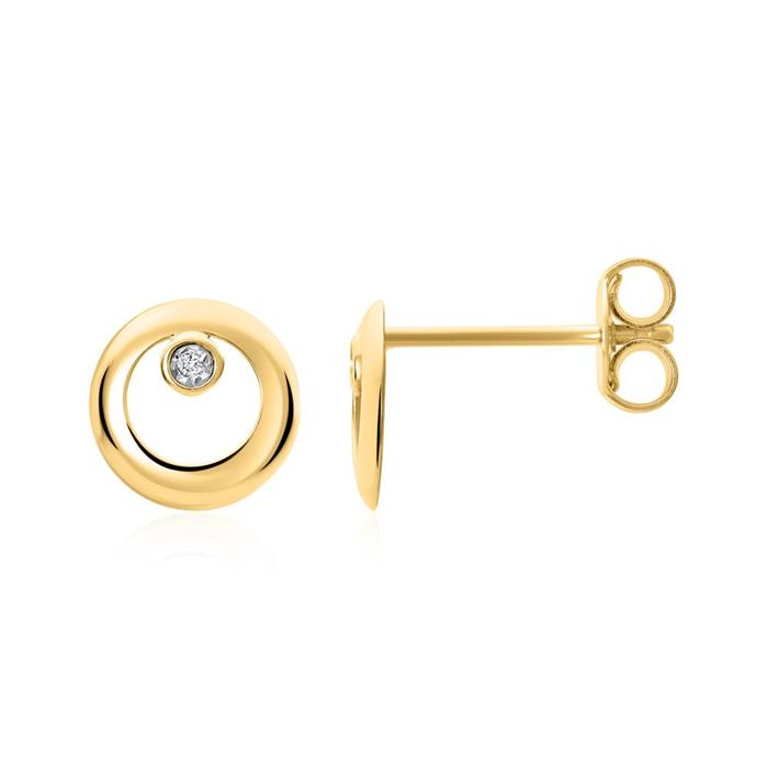 Circle Earring In 14K Gold With Diamonds