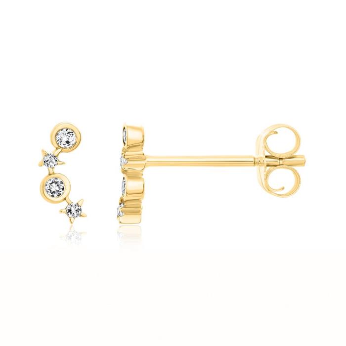 585 gold stud earrings with white topazes