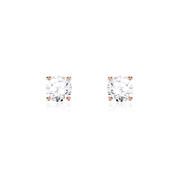 Studs for ladies in 14ct rose gold with diamonds