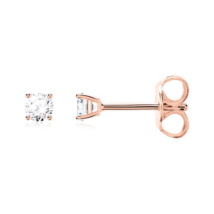 Studs for ladies in 14ct rose gold with diamonds