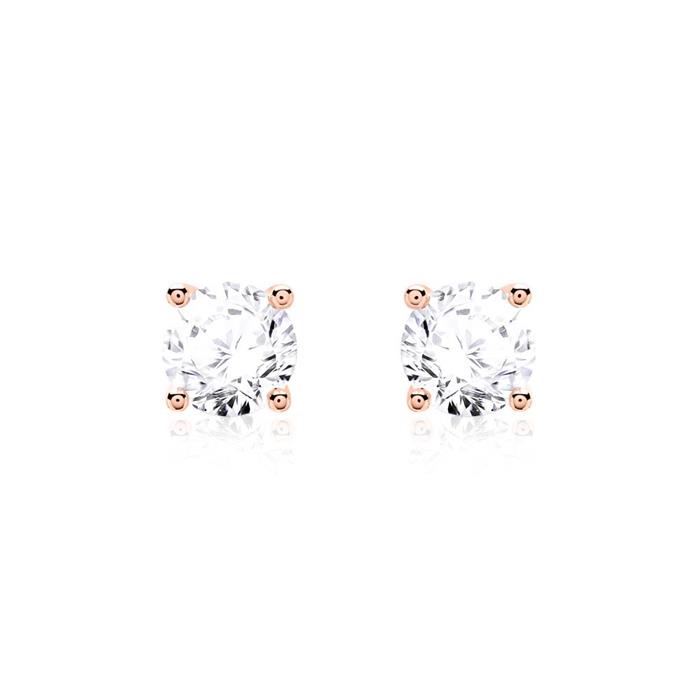 14ct rose gold stud earrings for ladies with diamonds