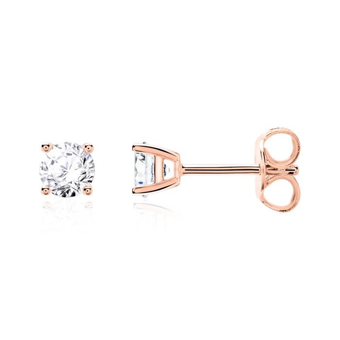 Pendientes de oro rosa de 14 quilates con diamantes para mujer