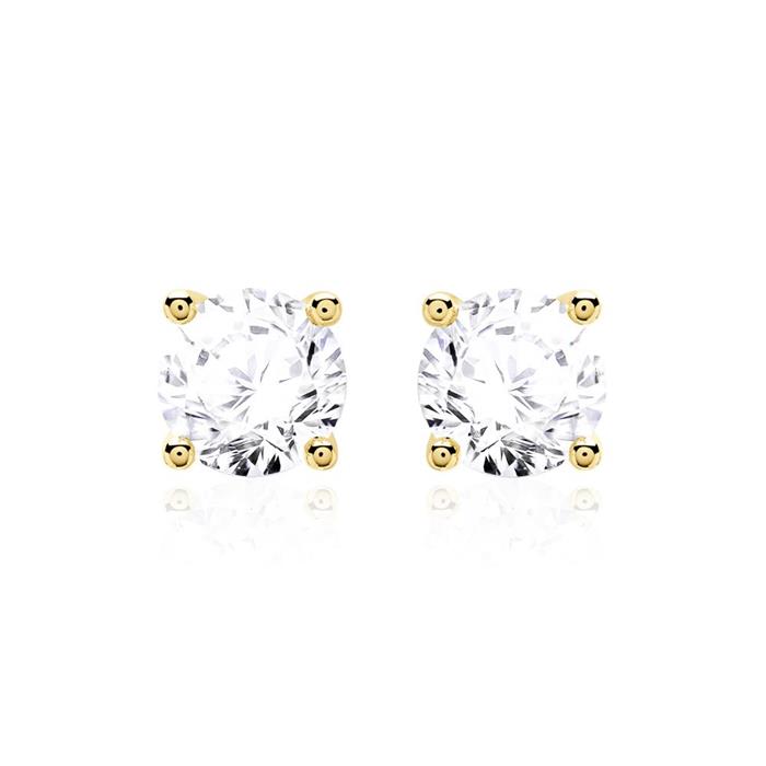 Ladies earrings in 14ct gold with diamonds