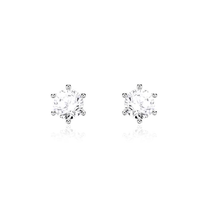 Ladies earstuds in 14K white gold with diamonds