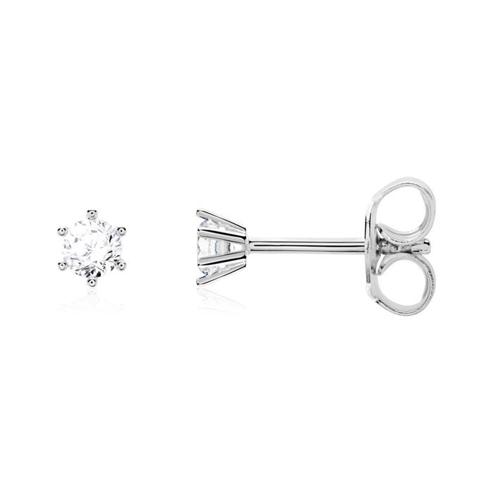 Ladies earstuds in 14ct white gold with diamonds