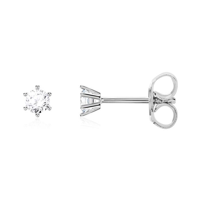 Ladies earstuds in 14K white gold with diamonds