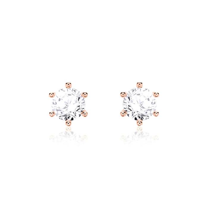 Ladies earrings in 14ct rose gold with diamonds