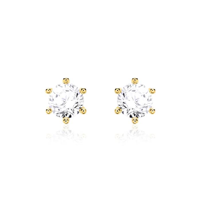 Ladies 14ct gold stud earrings with diamonds