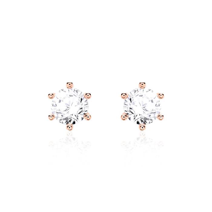 14ct rose gold stud earrings for ladies with diamonds