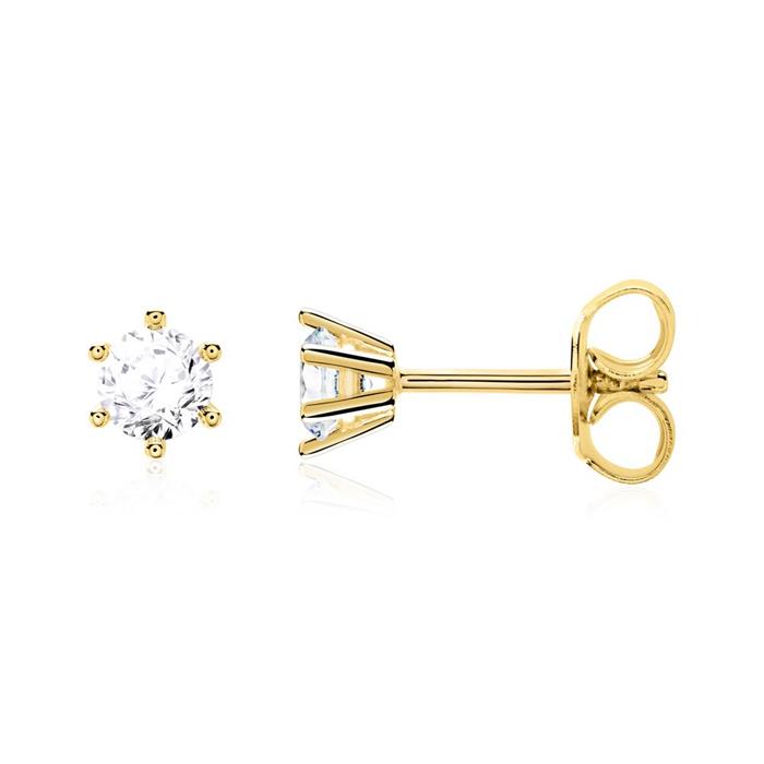 Ladies earrings in 14ct gold with diamonds