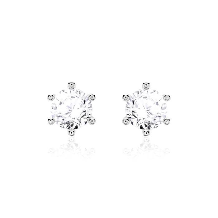 14 quilates pendientes de oro blanco con diamantes