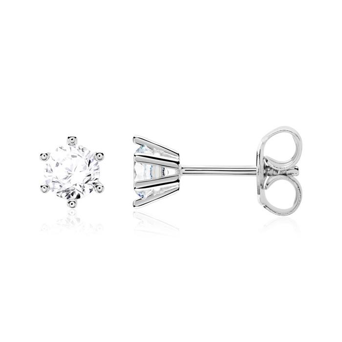 14ct white gold stud earrings for ladies with diamonds