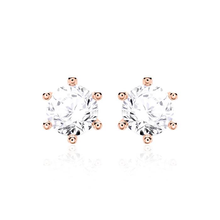 Diamond stud earrings for ladies in 14ct rose gold