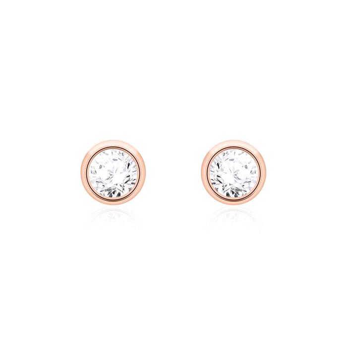 Studs for ladies in 14ct rose gold with diamonds