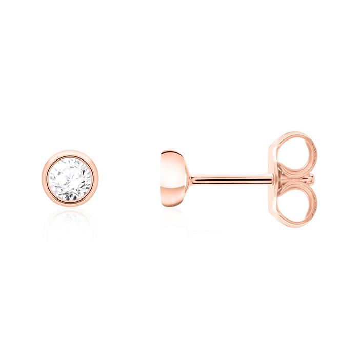 Dames oorbellen in 14k rose goud met Diamanten