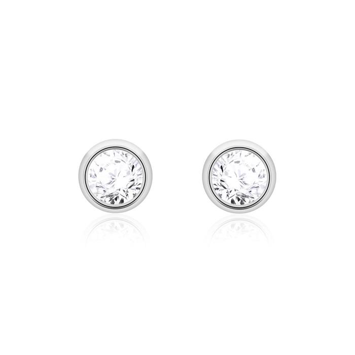 14ct white gold stud earrings for ladies with diamonds