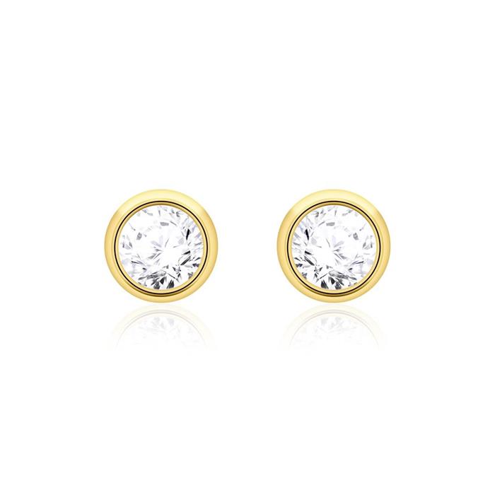 Stud earrings in 14ct gold for ladies with diamonds