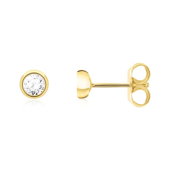 Stud earrings in 14ct gold for ladies with diamonds