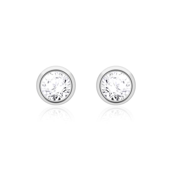 Brilliant stud earrings for ladies in 14ct white gold