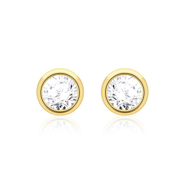 Ladies earstuds in 14ct gold with diamonds