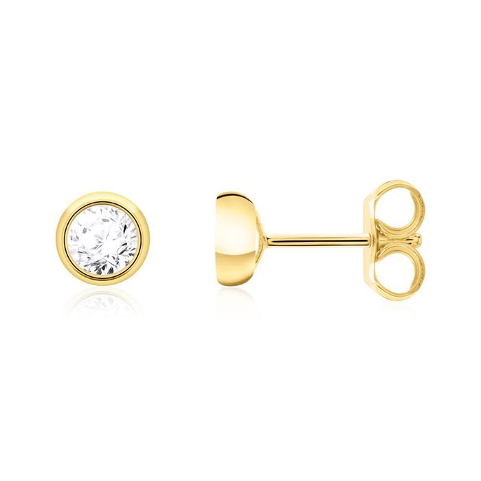 Ladies earrings in 14ct gold with diamonds