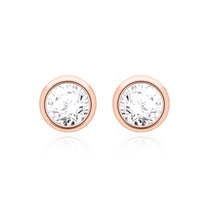 Diamond stud earrings for ladies in 14ct rose gold