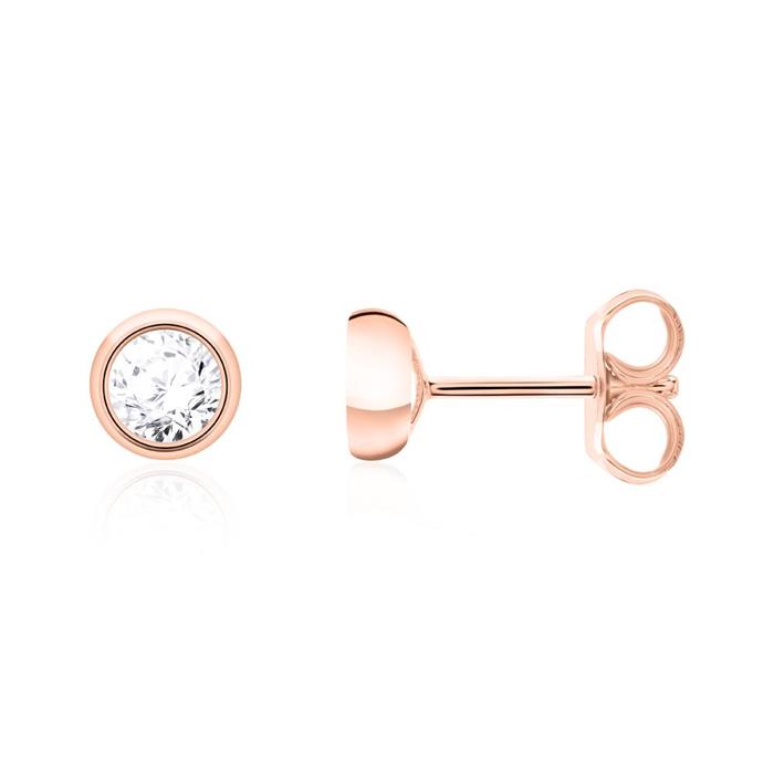 Diamond stud earrings for ladies in 14ct rose gold