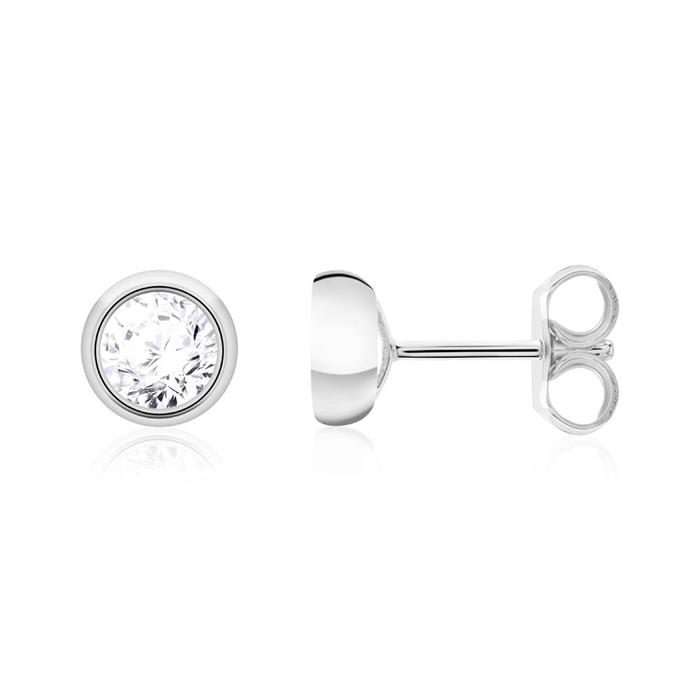 Ladies stud earrings in 14ct white gold with diamonds