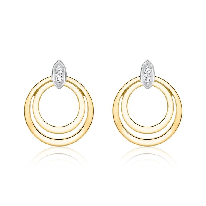 Kreisohrstecker für Damen aus 14K Gold mit Diamanten