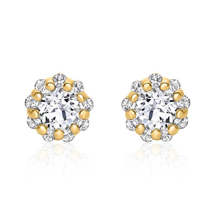 Studs in 14K gold with white topazes