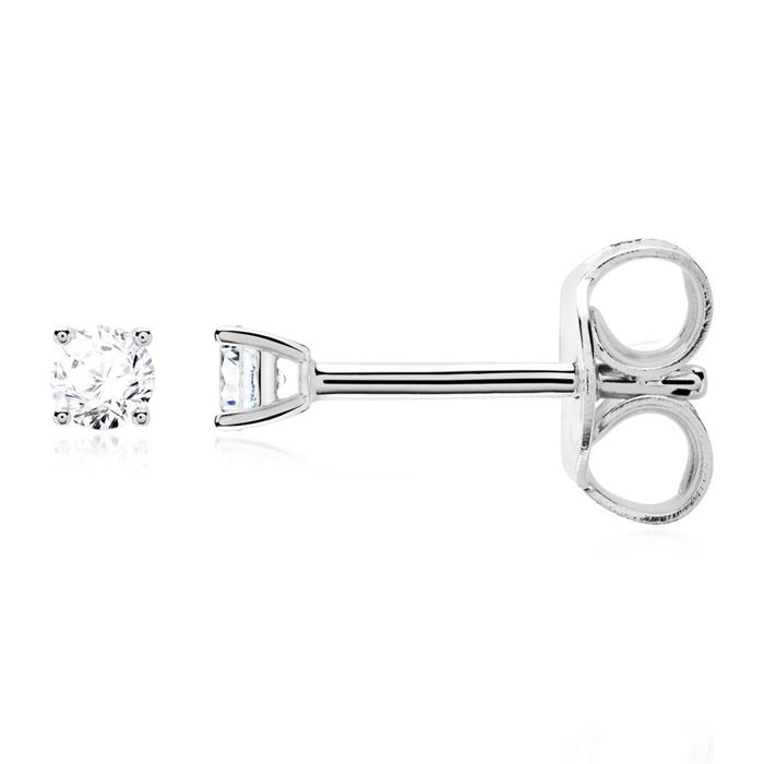 14K white gold stud earrings with diamonds for ladies