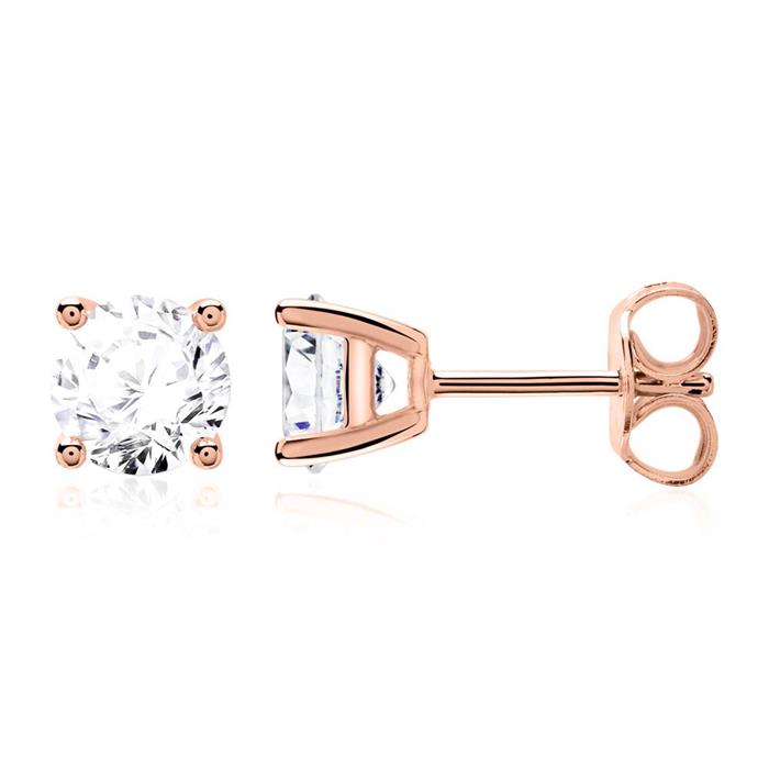 Ladies diamond stud earrings in 14ct rose gold