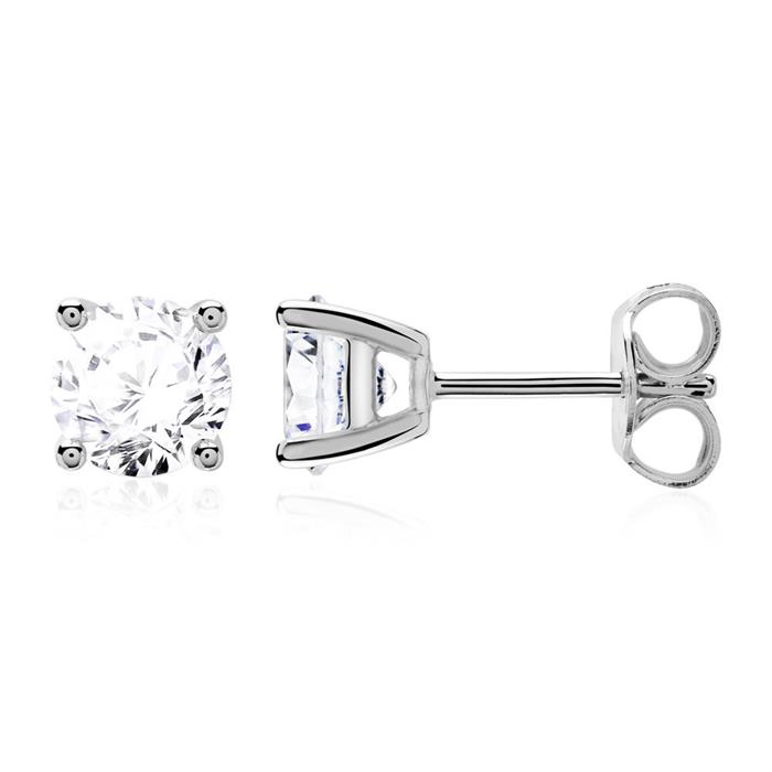 Ladies stud earrings in 14ct white gold with diamonds