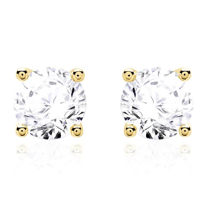 Ladies 14ct gold stud earrings with diamonds