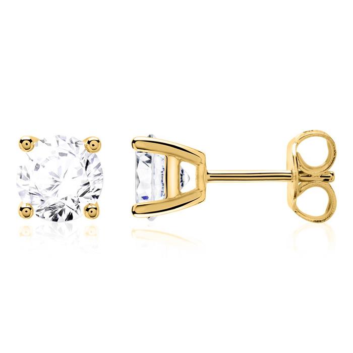 Ladies 14ct gold stud earrings with diamonds