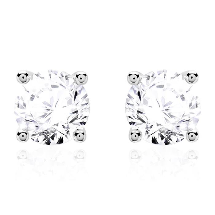 Ladies diamond stud earrings in 14ct white gold