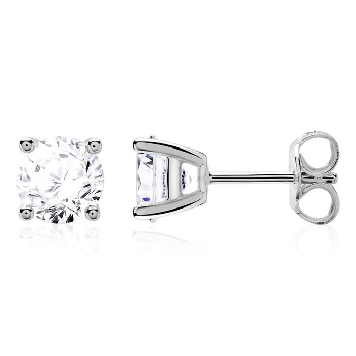 Ladies diamond stud earrings in 14ct white gold