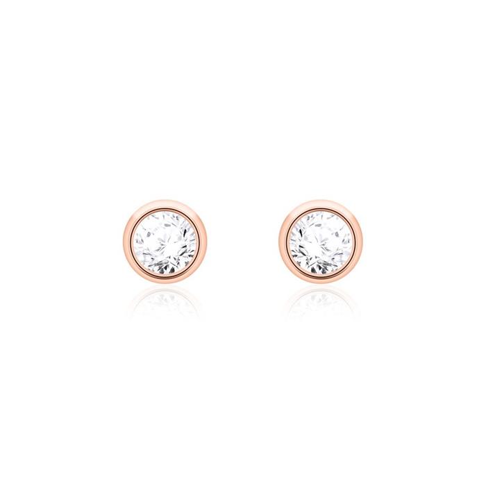 585 rose gold stud earrings for ladies with diamonds
