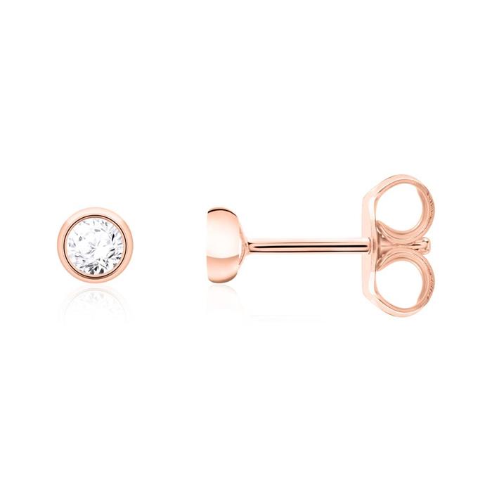 585 rose gold stud earrings for ladies with diamonds