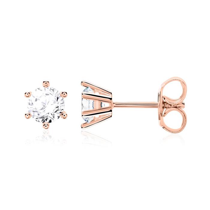 Dames Diamanten oorbellen in 14k rose goud