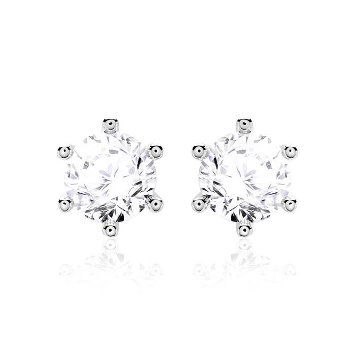 Ladies stud earrings in 14ct white gold with diamonds