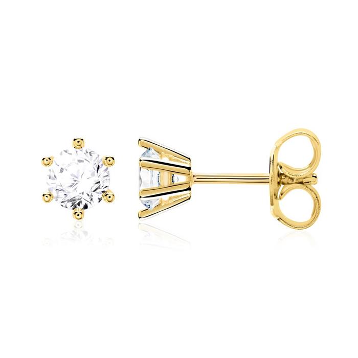 Ladies 14ct gold stud earrings with diamonds
