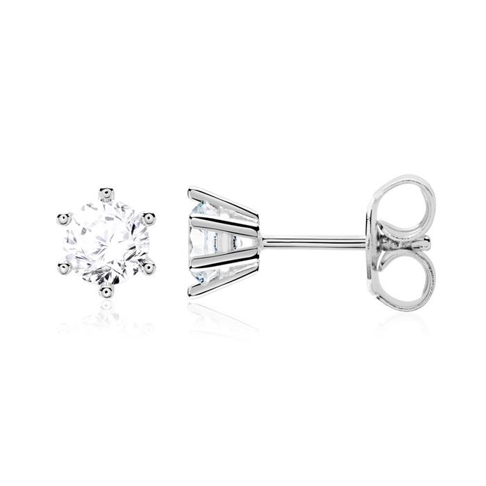 Ladies diamond stud earrings in 14ct white gold