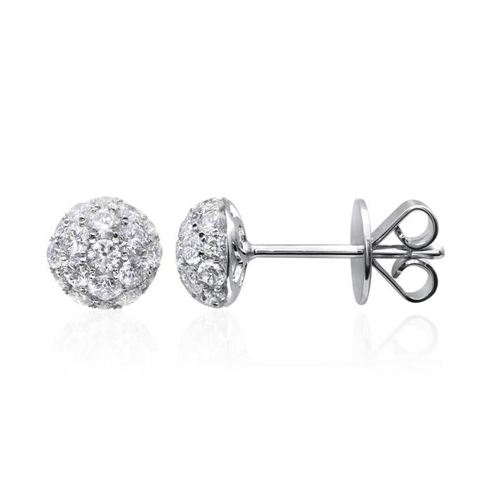 Pendientes de oro blanco de 18 quilates con diamantes, aprox. 0,90 quilates.