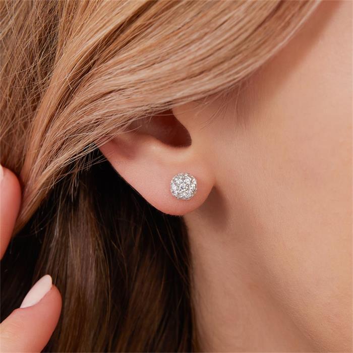 18k witgouden stud oorbellen met Diamanten, ca. 0.90 ct.