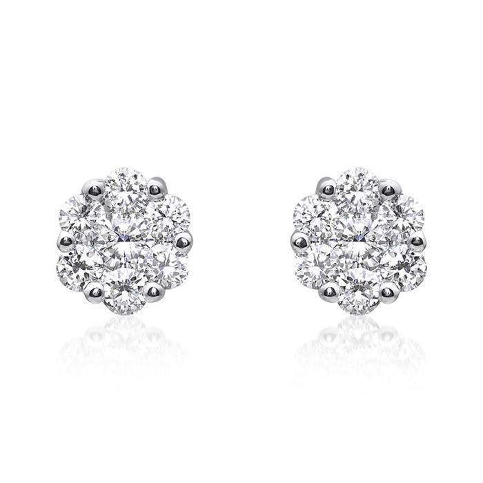 750 white gold stud earrings with diamonds, approx. 0.36 ct.