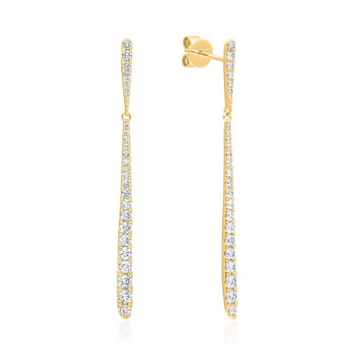 Hanging diamond stud earrings in 750 gold