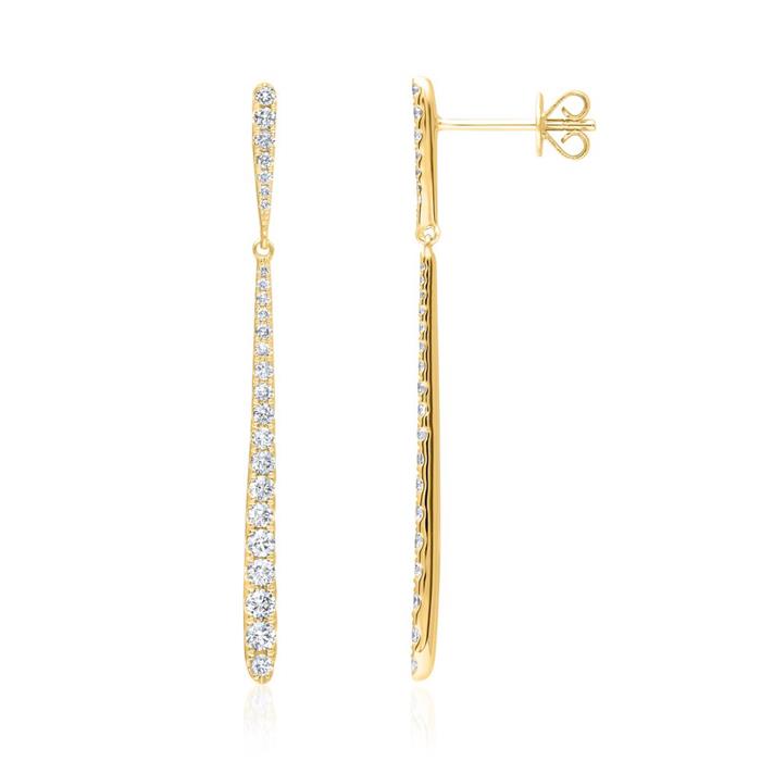 Hanging diamond stud earrings in 750 gold