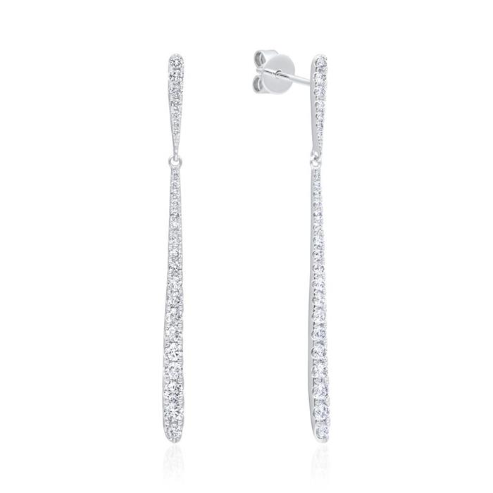 Hanging Diamond Stud Earrings In 750 White Gold