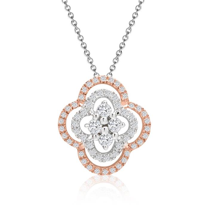 Diamond necklace bicolour blossom 0,153ct total